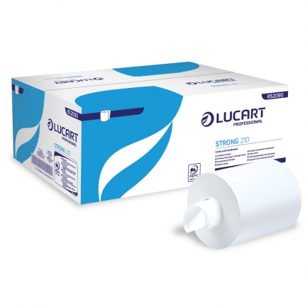 Lavete din hartie pe rola cu derulare centrala albe - Strong 210 LUCART